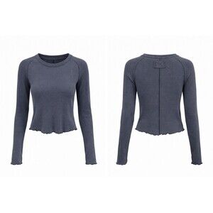 We The Free Ribbed Long Sleeve Top Blue Gray Size S Urban Outfitters